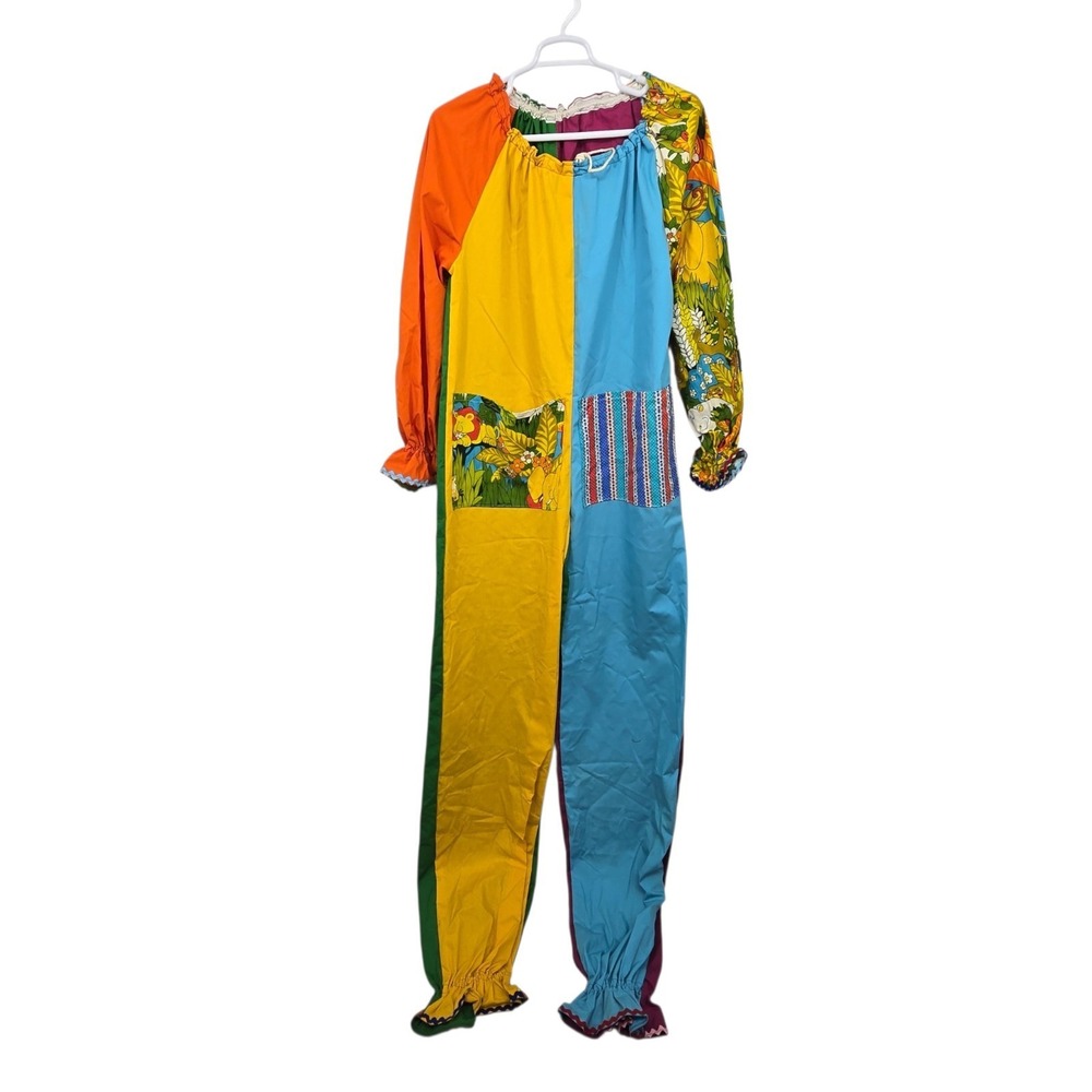 Vintage 60s 70s Handmade Circus Clown Costume For Stilts One Size Colorful